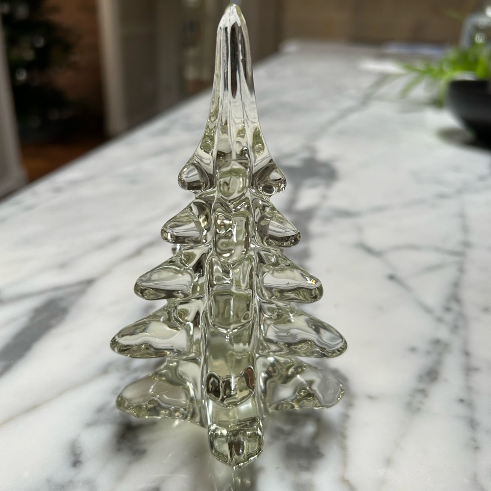 5.5” Vintage Clear Golden/Champagne Glass Christmas Tree